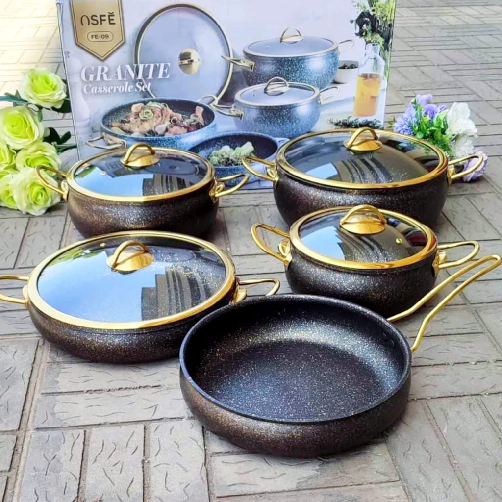 A Granite Coating Cookware Set as part of the top nonstick sufuria for sale in Kenya