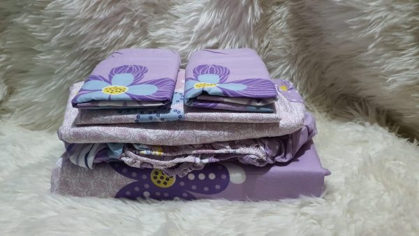 Pure cotton 3pc bedsheets 6by7 Purple